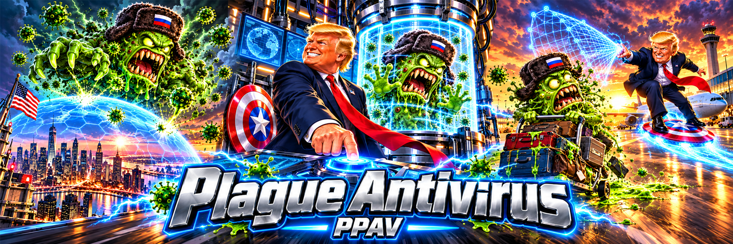 Plague Antivirus banner with the skyline dome, the containment chamber, and the runway chase